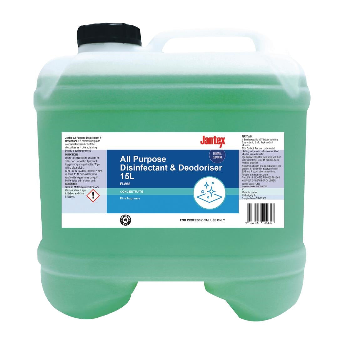 Jantex Multi Purpose Disinfectant & Deodoriser Concentrate 15Ltr • PAS-FL852