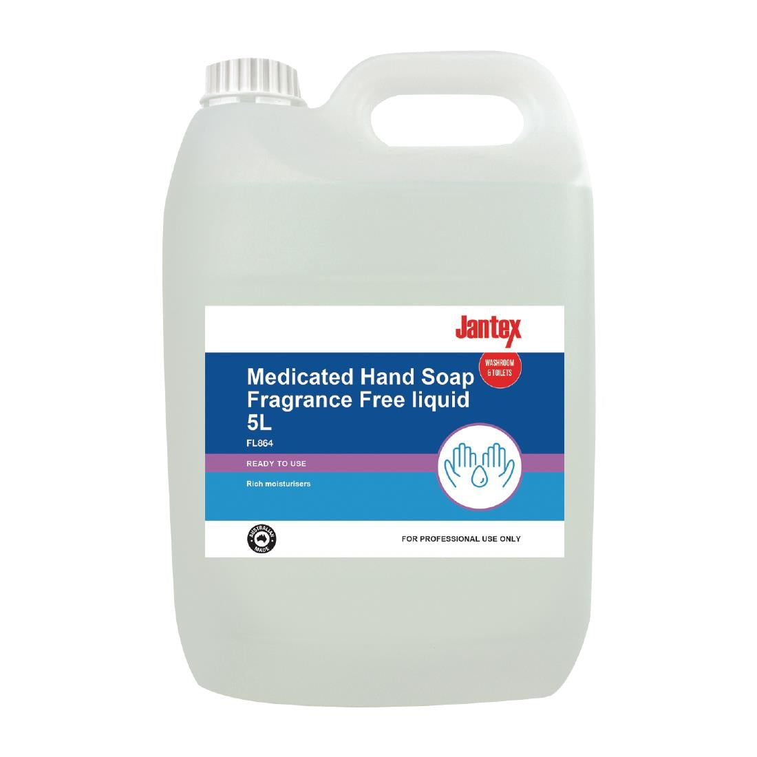 Jantex Medicated Hand Soap Fragrance Free Liquid 5Ltr • PAS-FL864