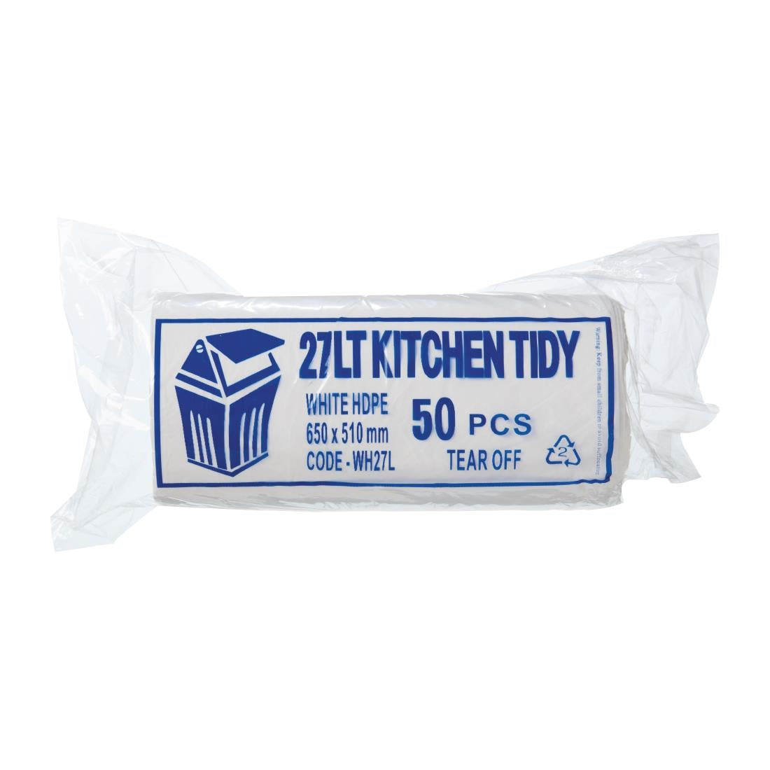Jantex Kitchen Tidy White Garbage Bags Medium 27Ltr (50 Pack) • PAS-FL875