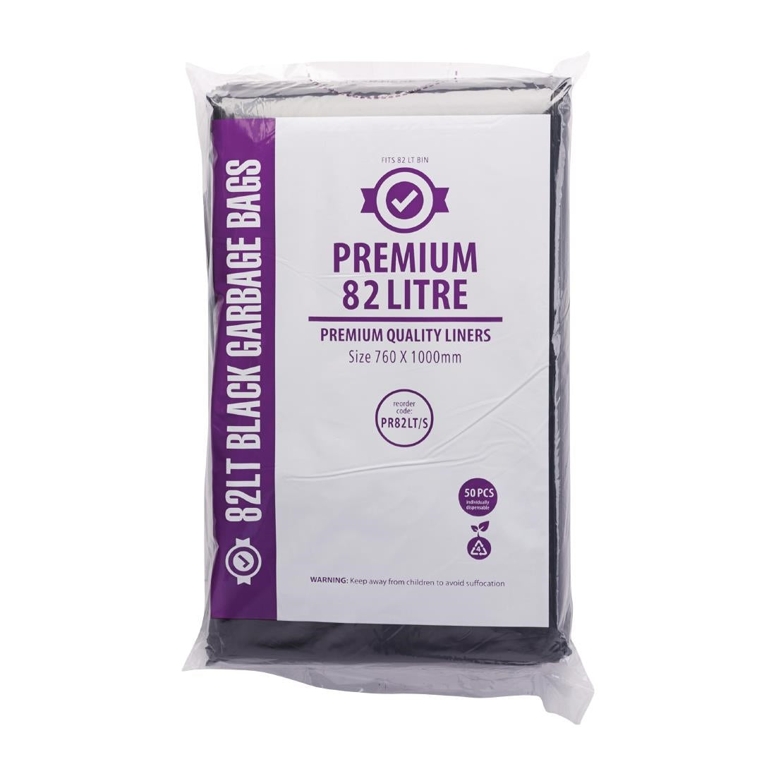 Jantex Premium Garbage Bags Black 82Ltr (50 Pack) • PAS-FL878