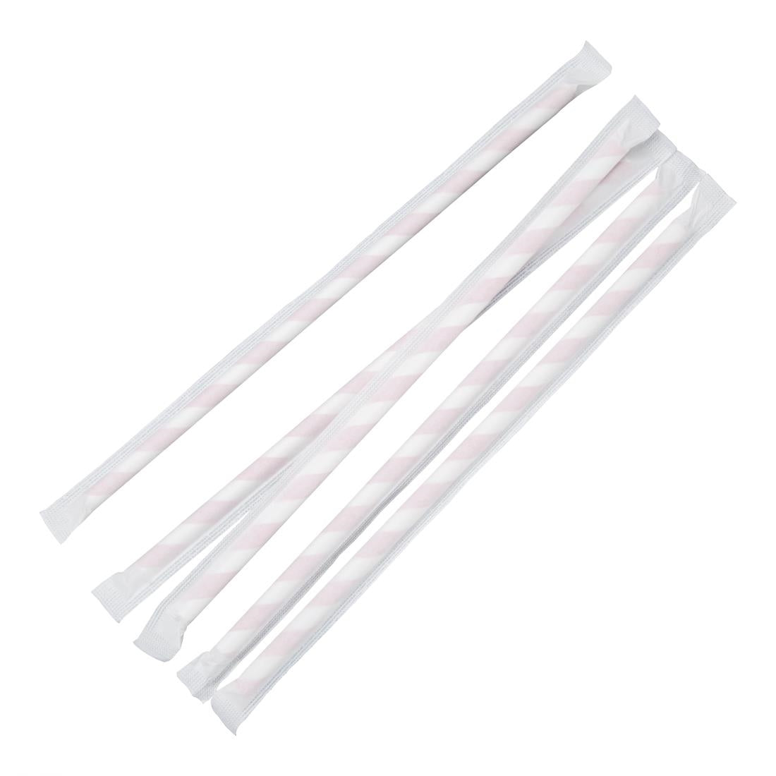Fiesta Compostable Individually Wrapped Paper Straws Red Stripes (250 Pack) (210(L)mm | Pack Quantity: 250) • PAS-FP442