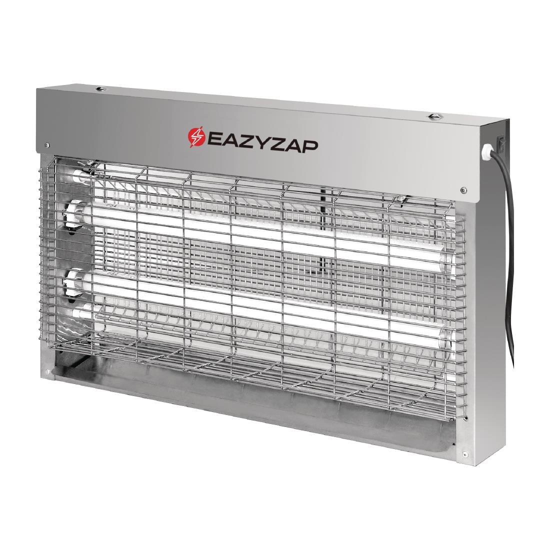 Eazyzap Brushed Stainless Steel bug zapper - 19W (2x4W LED Bulbs | 100m² coverage) • PAS-FP984-A