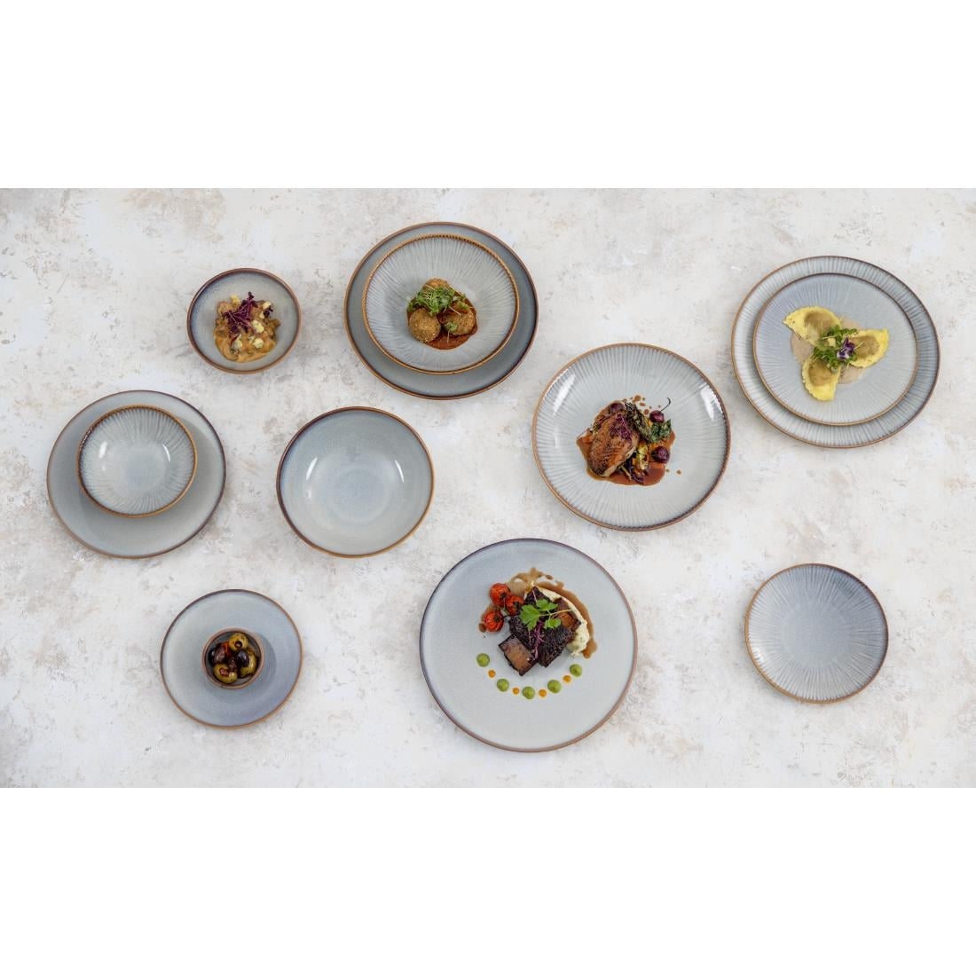 Olympia Drift Grey Plain Coupe Bowl - 155x48mm 6" (6 Pack) (155(Ø)x47(H)mm | Pack Quantity: 6) • PAS-FU192