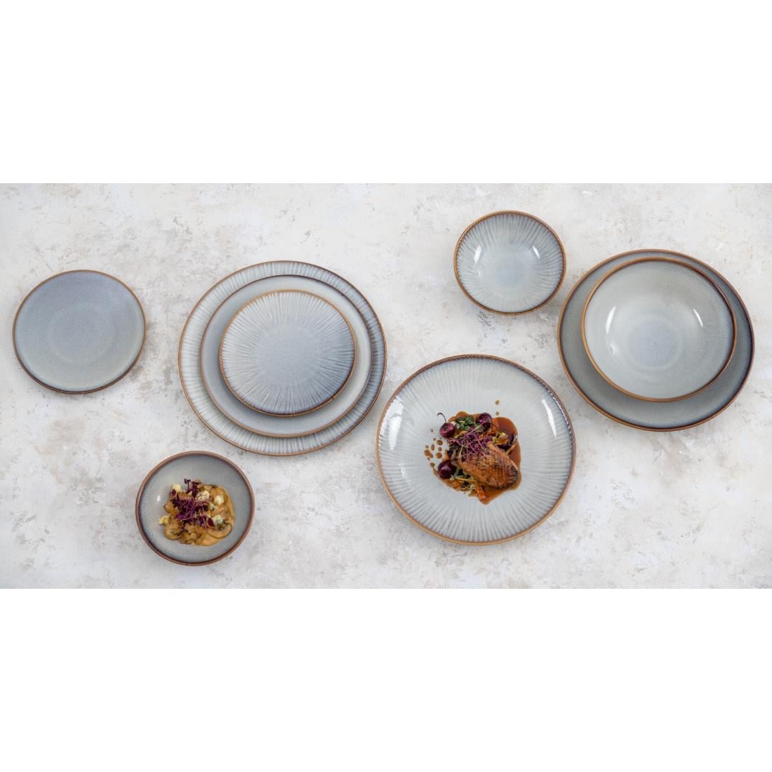 Olympia Drift Grey Embossed Coupe Plate - 180mm 7" (6 Pack) (180(Ø)x21(H)mm | Pack Quantity: 6) • PAS-FU196