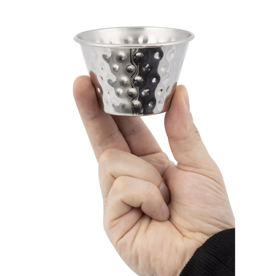 Olympia Hammered Stainless Steel Sauce Cups 115ml (12 Pack) (115ml/4oz. 72(Ø)x42(H)mm. Pack Quantity: 12) • PAS-FU290
