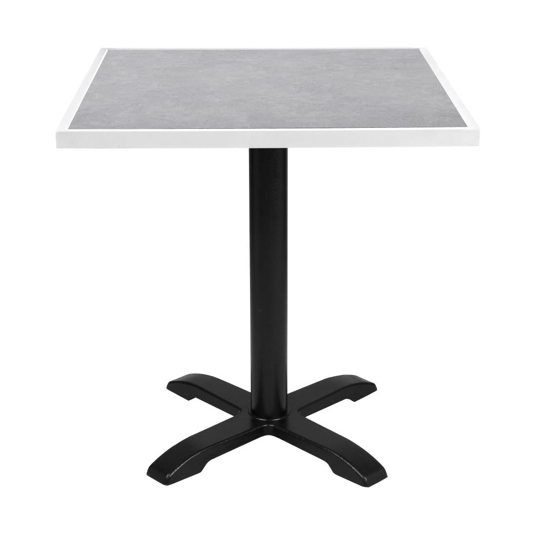 Bolero Light Grey Stone Effect Outdoor Tempered Glass Table Top White Trim 700mm (38(H)x700(W)x700(L)mm) • PAS-FU514