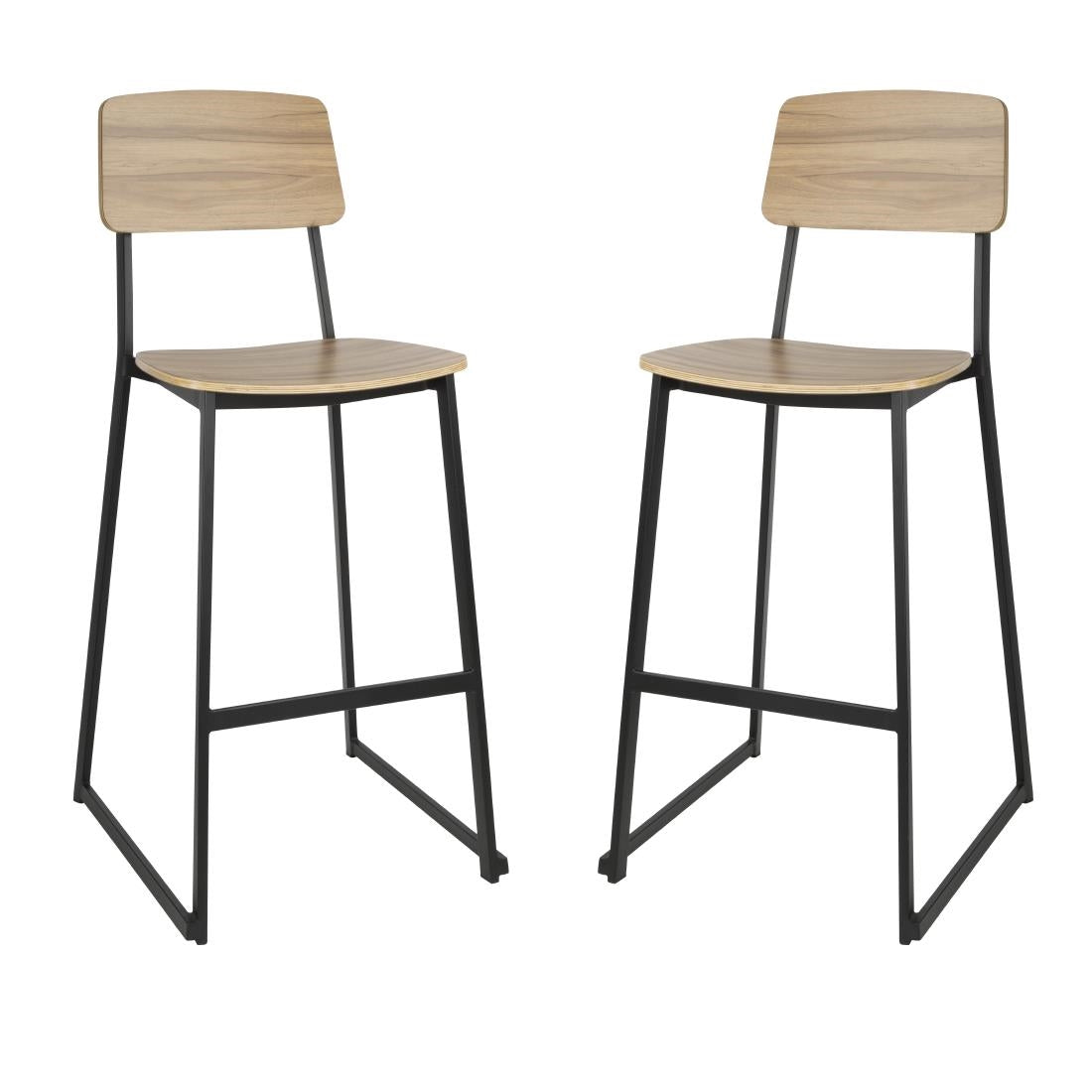 Bolero Beaufort Wooden Interior High Stools (2 Pack) (1145(H)x610(W)x510(D)mm / 45x24x20" | Pack Quantity: 2) • PAS-FU525