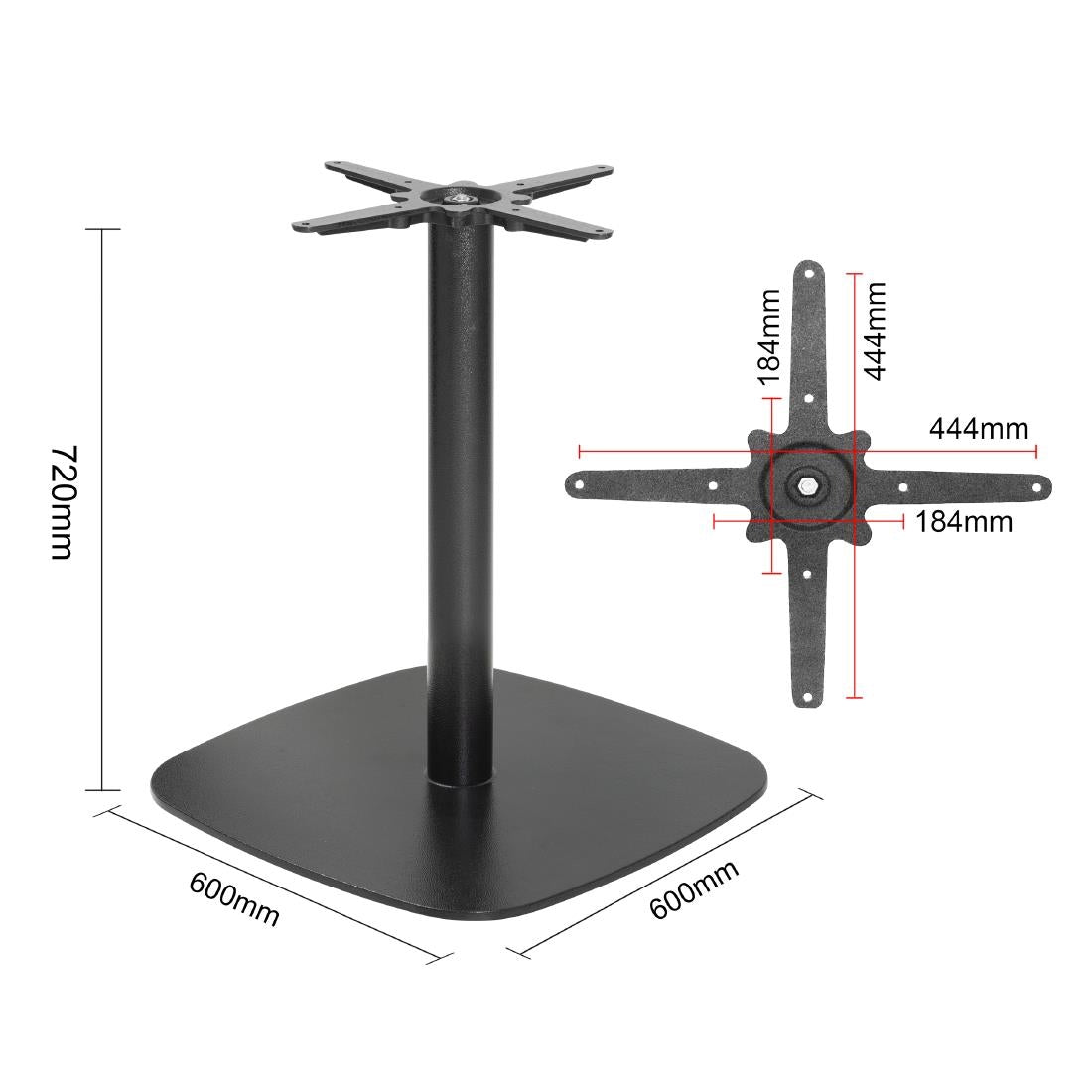 Bolero Black Cast Iron Table Base 720x600mm (720(H)x600(Ø)mm) • PAS-FU547