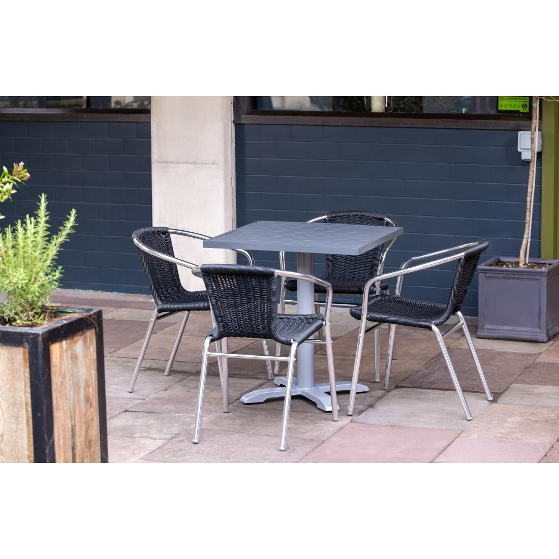 Bolero Aluminium Square Table Top Dark Grey 700mm (Dimensions: 700(W)x700(L)mm) • PAS-FW597