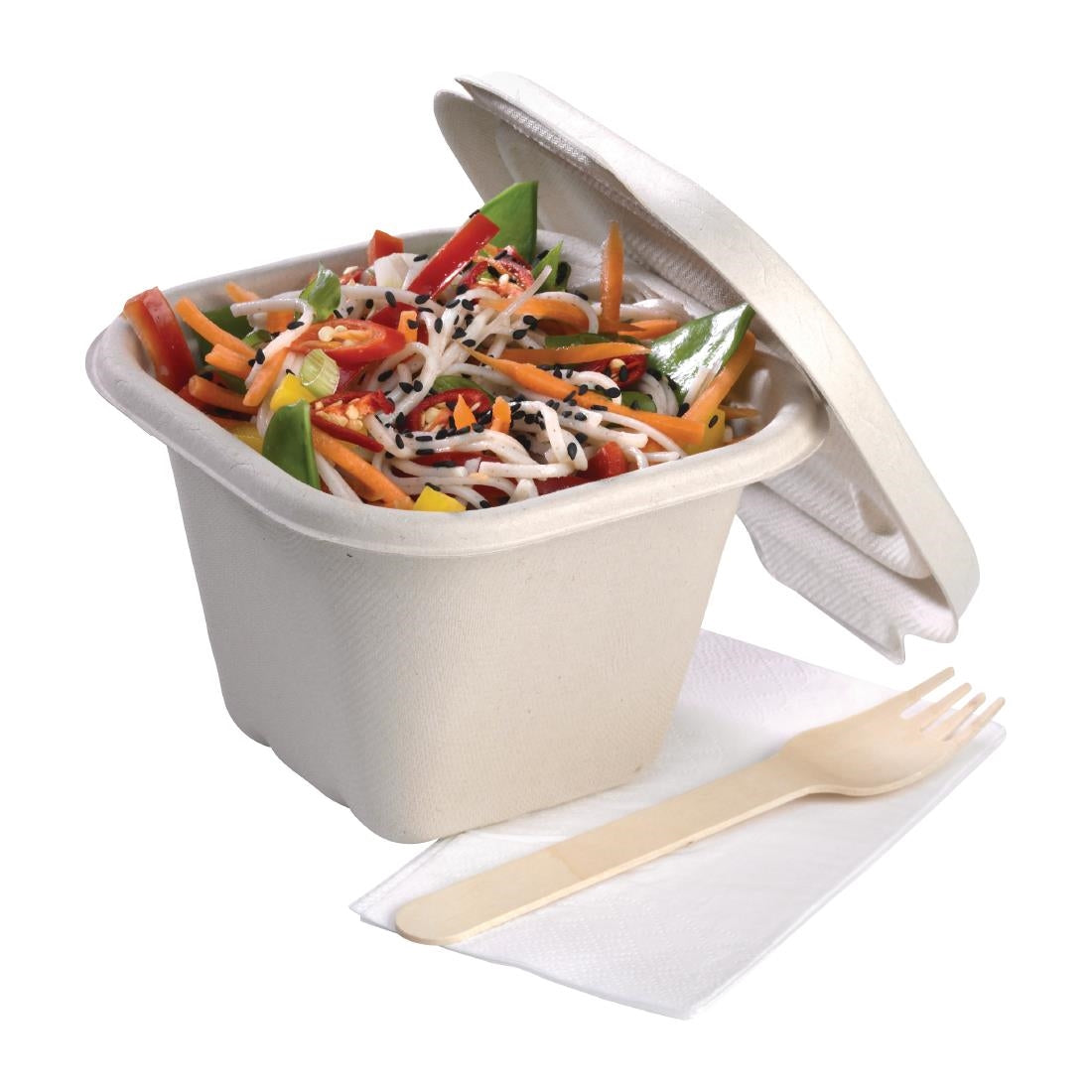 BioPak BioCane Natural Takeaway Square Bases - 630ml (600 Pack) (Natural Colourway | 630ml / 21.3oz | Pack of 600) • PAS-DU659