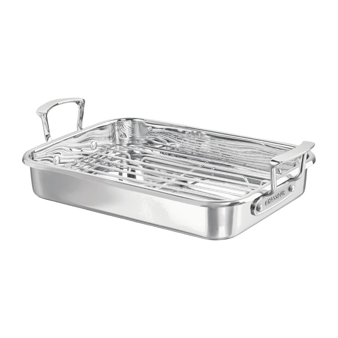 Chasseur Roasting Pan with Rack Stainless Steel - 35x26cm (Chasseur Roasting Pan with Rack Stainless Steel - 35x26cm) • PAS-FY399