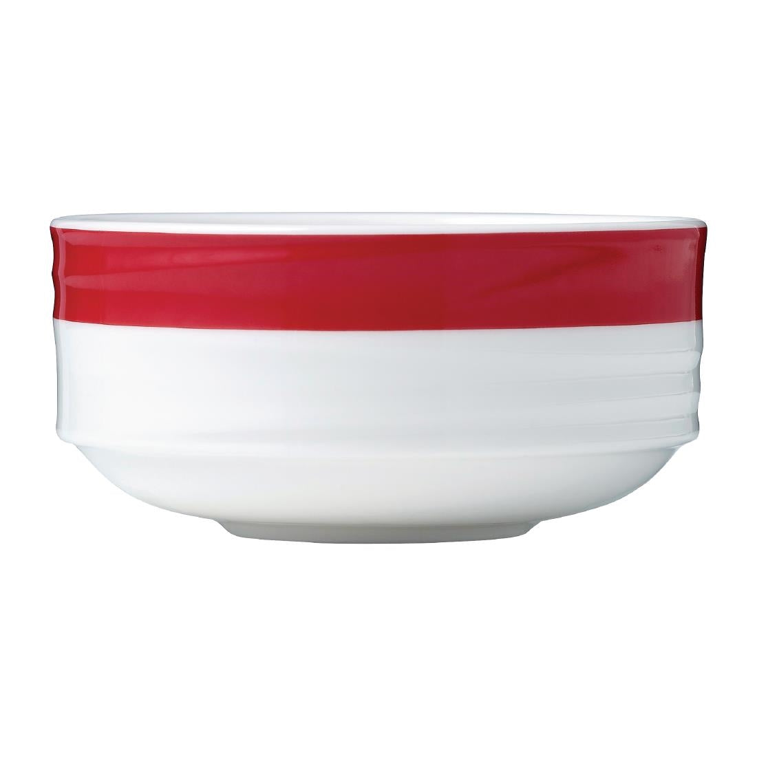 Royal Porcelain Maxadura Resonate Red Band Stackable Bowl 270ml (12 Pack) • PAS-FY899