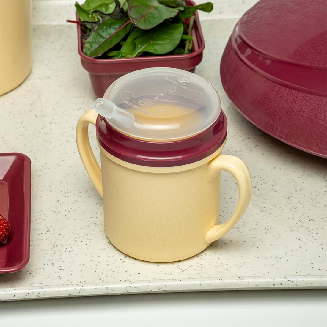 KH Traditional Mug Double Handle Insulated 250ml Yellow (24 Pack) (Capacity: 250ml | Yellow | Pack of 24) • PAS-FZ127