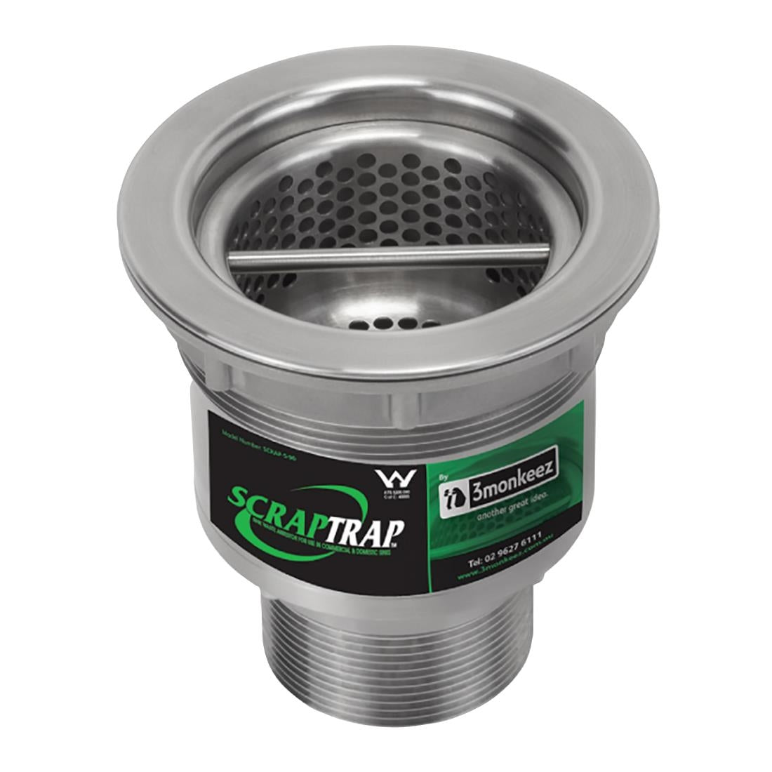 3Monkeez Cast S/S Sink Waste Arrestor - Suit 90mm Outlet. 304 Grade S/S • PAS-FZ226