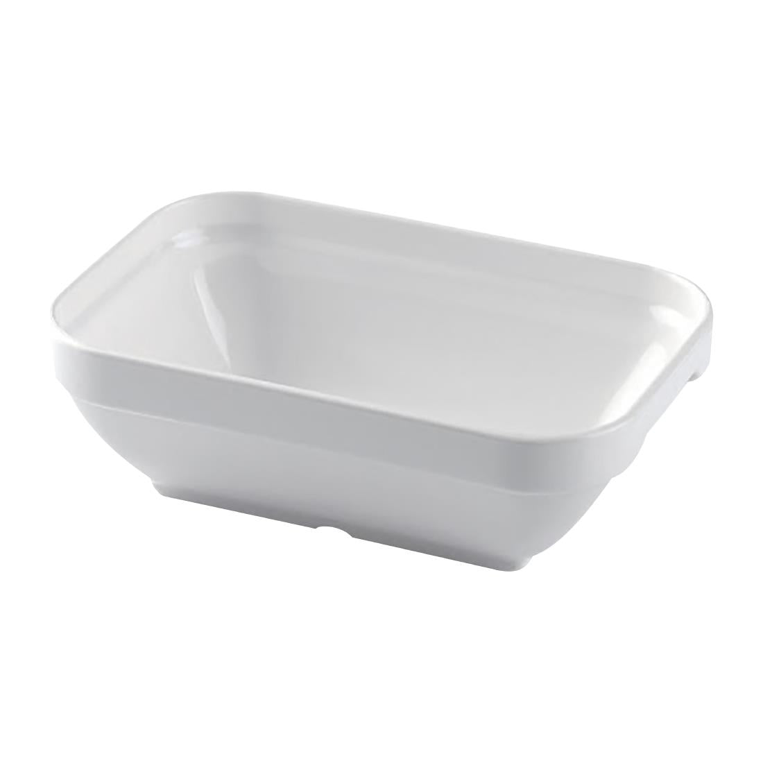 Poliware Reuseable 130mm Rectangular Bowl White (18 Pack) (Size: 130mm | Pack of 18) • PAS-FZ434