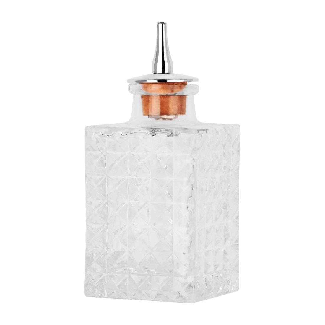 Zanzi Square Bitters Bottle Glass with Mirror Lid 90ml - 51x120mm (Dimensions: 51x120mm. Capacity: 90ml) • PAS-FZ762
