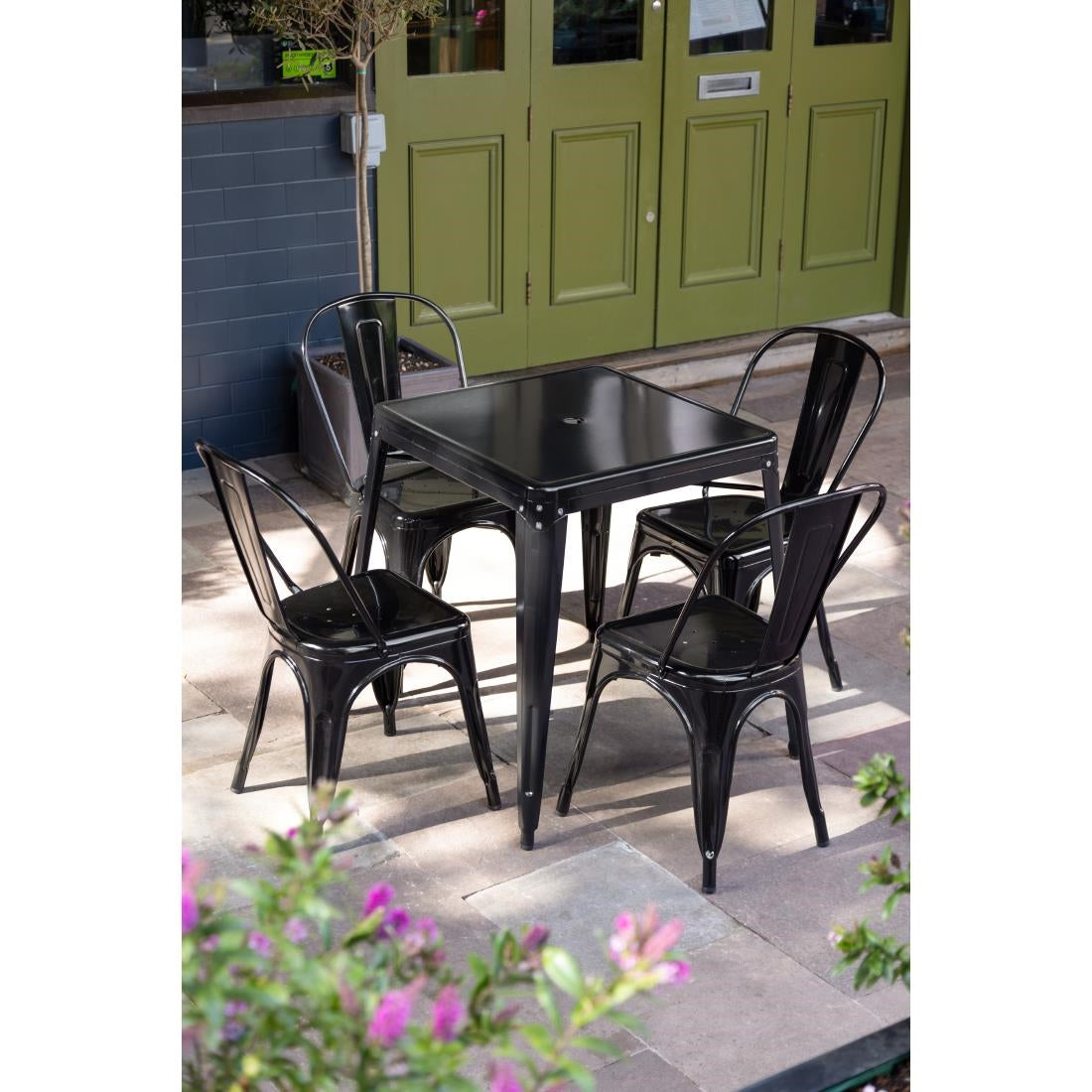 Bolero Black Steel Bistro Side Chair (4 Pack) • PAS-GL331