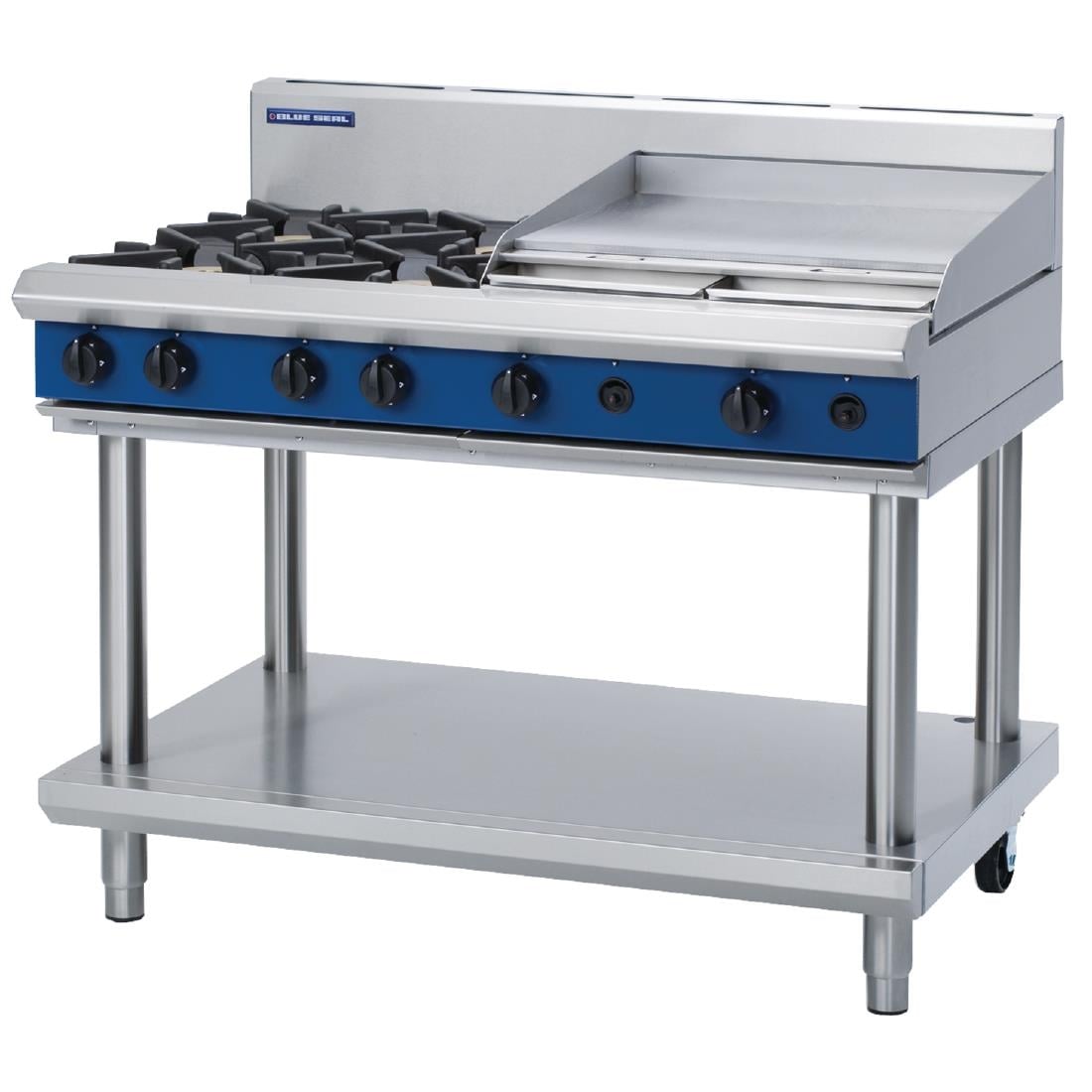 Blue Seal by Moffat Freestanding 4 Burner Natural Gas Cooktop with Griddle Plate G518B-LS • PAS-GE834-N
