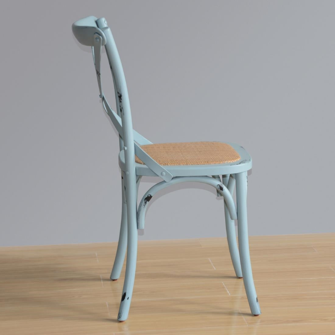 Bolero Blue Wooden Dining Chairs with Backrest (2 Pack) • PAS-GG655