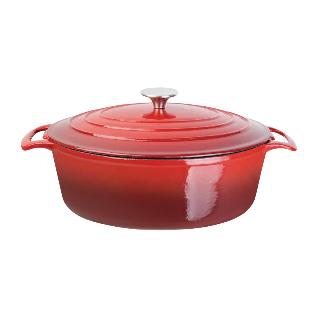 Vogue Red Oval Casserole Dish 6Ltr (Size: 125(H)x230(W)x305(D)mm | Material: Cast Iron) • PAS-GH314
