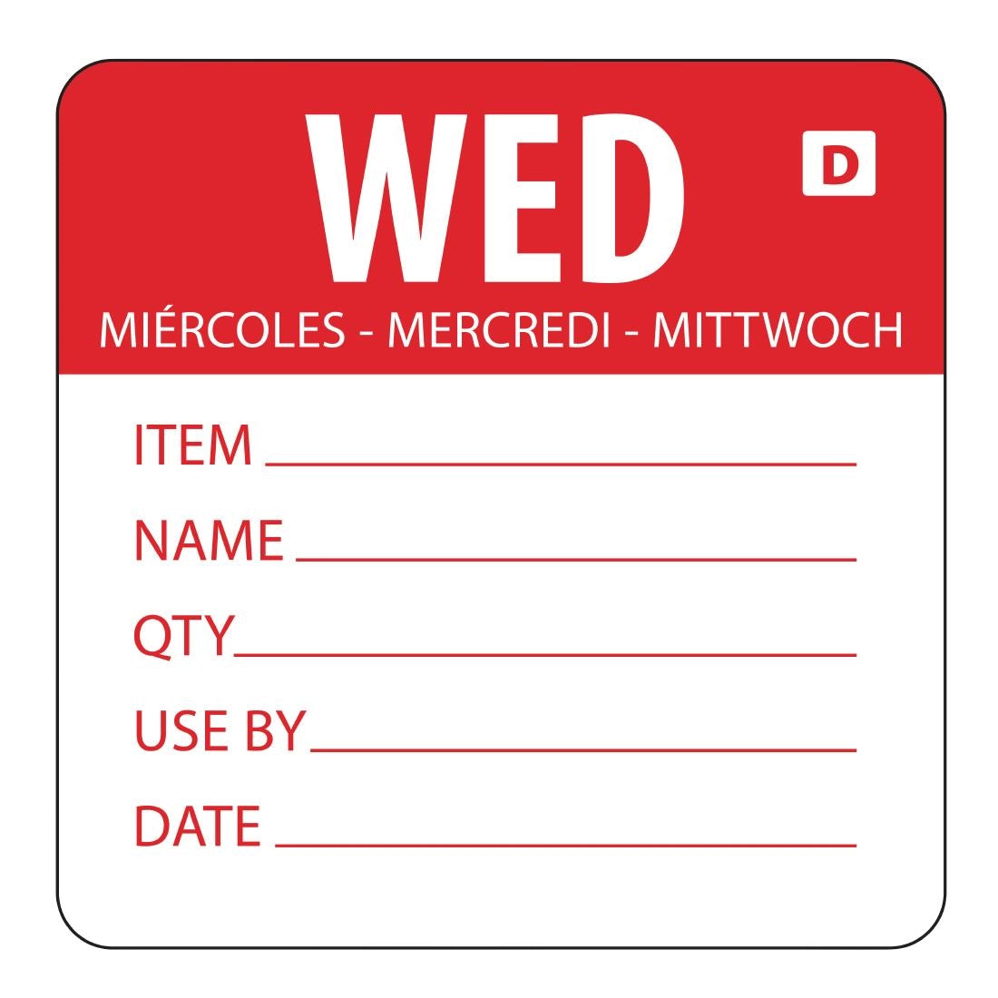 Hygiplas Dissolvable Day of the Week Labels Wednesday (250 Pack) • PAS-GH353