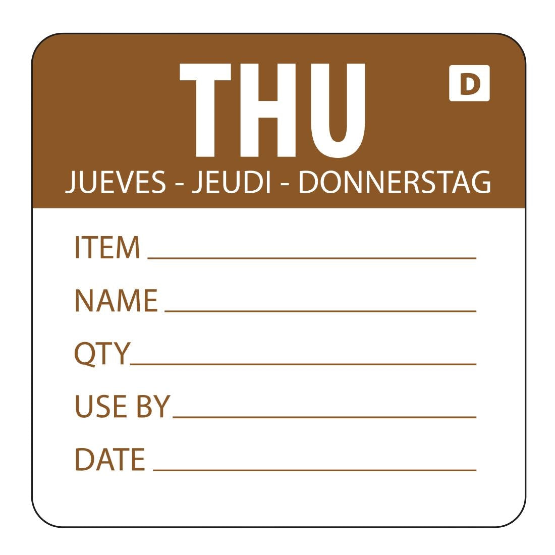 Hygiplas Dissolvable Day of the Week Labels Thursday (250 Pack) • PAS-GH354