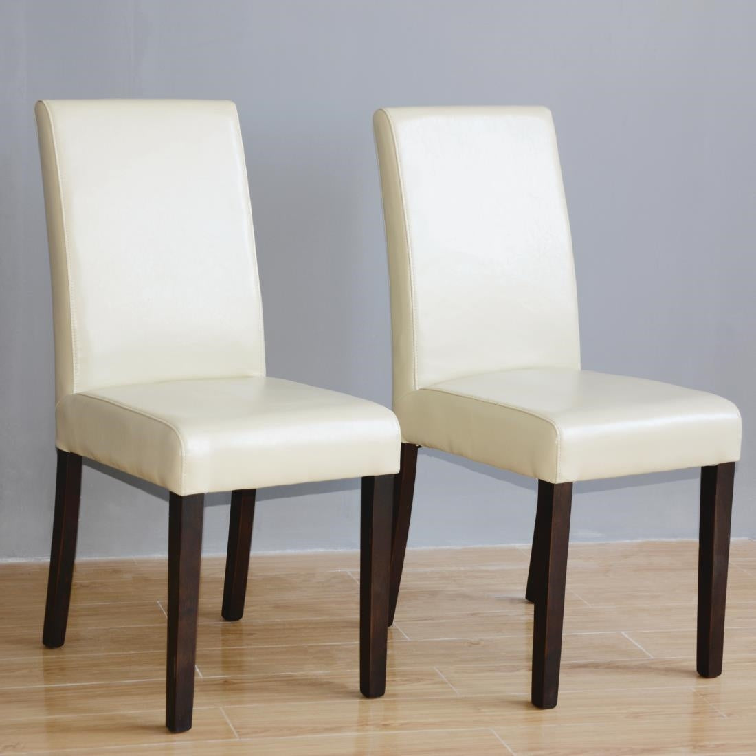 Bolero Faux Leather Dining Chairs Cream (2 Pack) (Pack of 2) • PAS-GH444