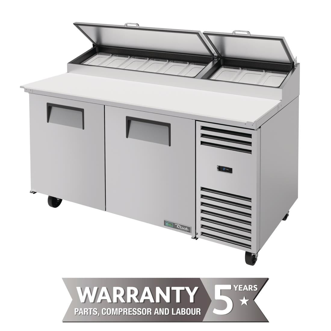 True Pizza Prep Table 2 Doors - 9 x 1/3 GN pan top • PAS-GH538-A