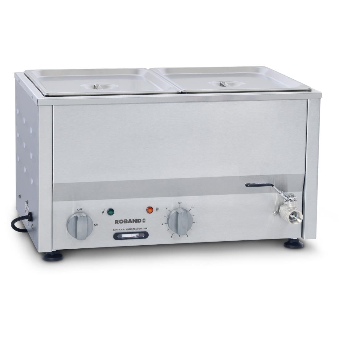 Roband Counter Top Bain-Marie c/w 2 x 1/2 size 100mm pan & Lid (B2B) • PAS-GP884