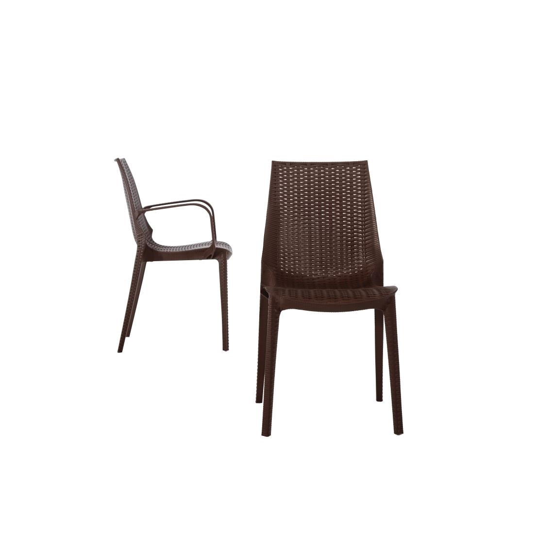 Bolero PP Rattan Bistro Side Chairs Brown (4 Pack) • PAS-GR361