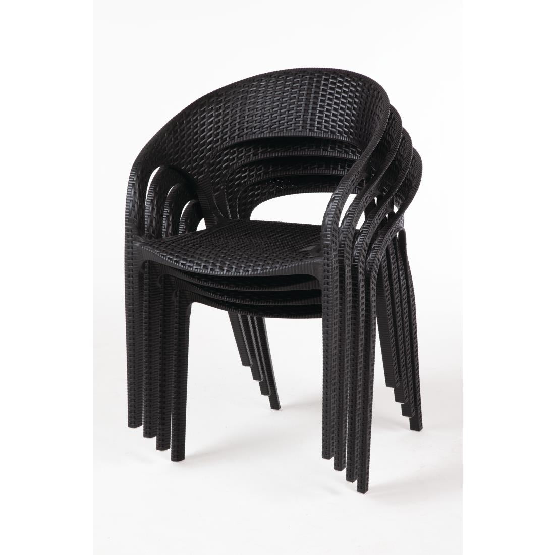 Bolero PP Rattan Wraparound Armchairs (4 Pack) • PAS-GR363