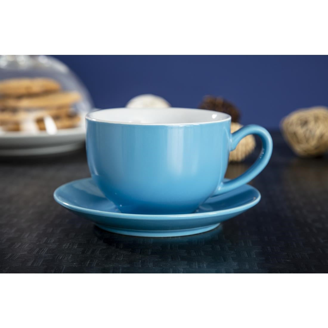 Olympia Cafe Cappuccino Cup Blue - 340ml 11.5fl oz (12 Pack) • PAS-HC404