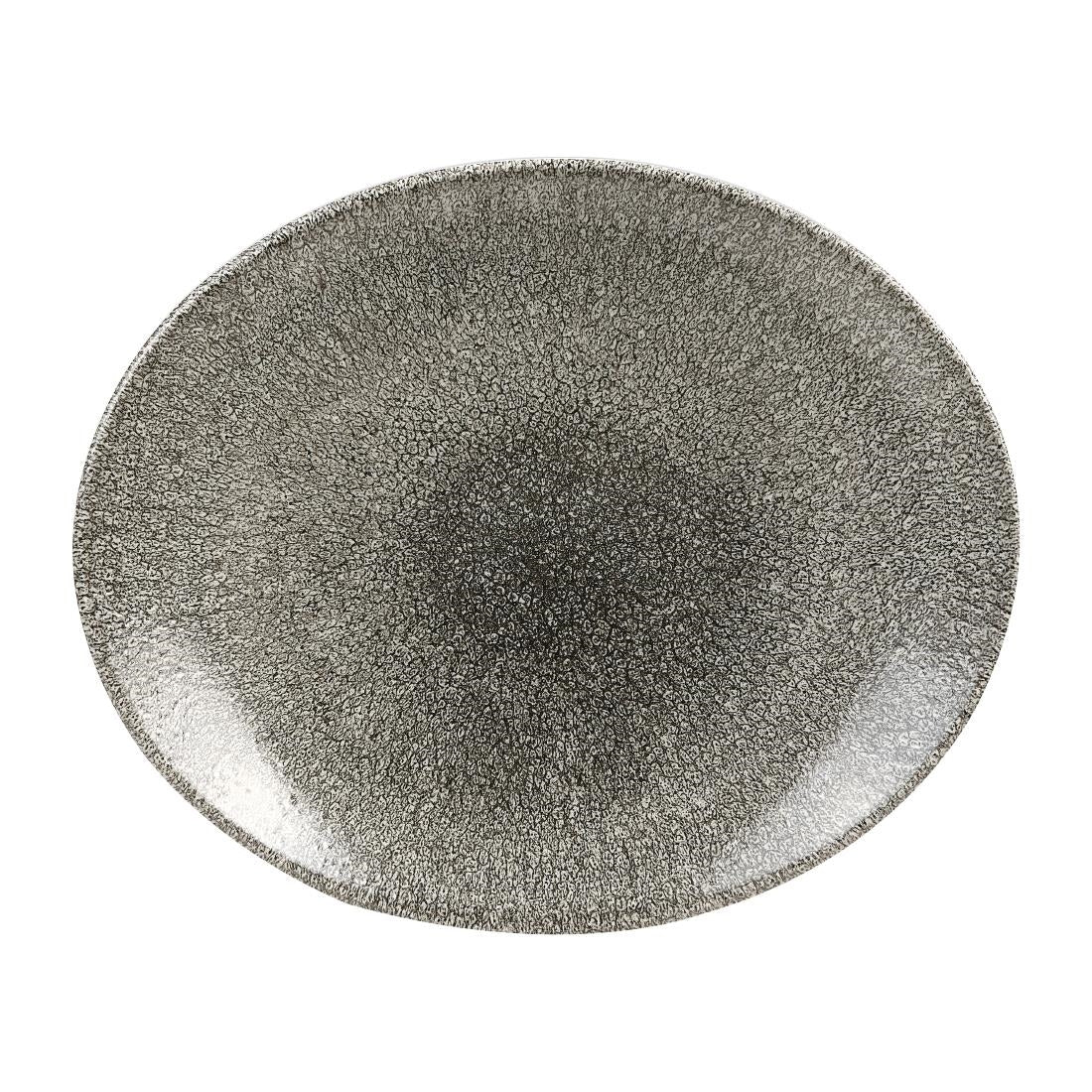 Churchill Studio Prints Raku Oval Coupe Plates Quartz Black 270mm • PAS-HC780
