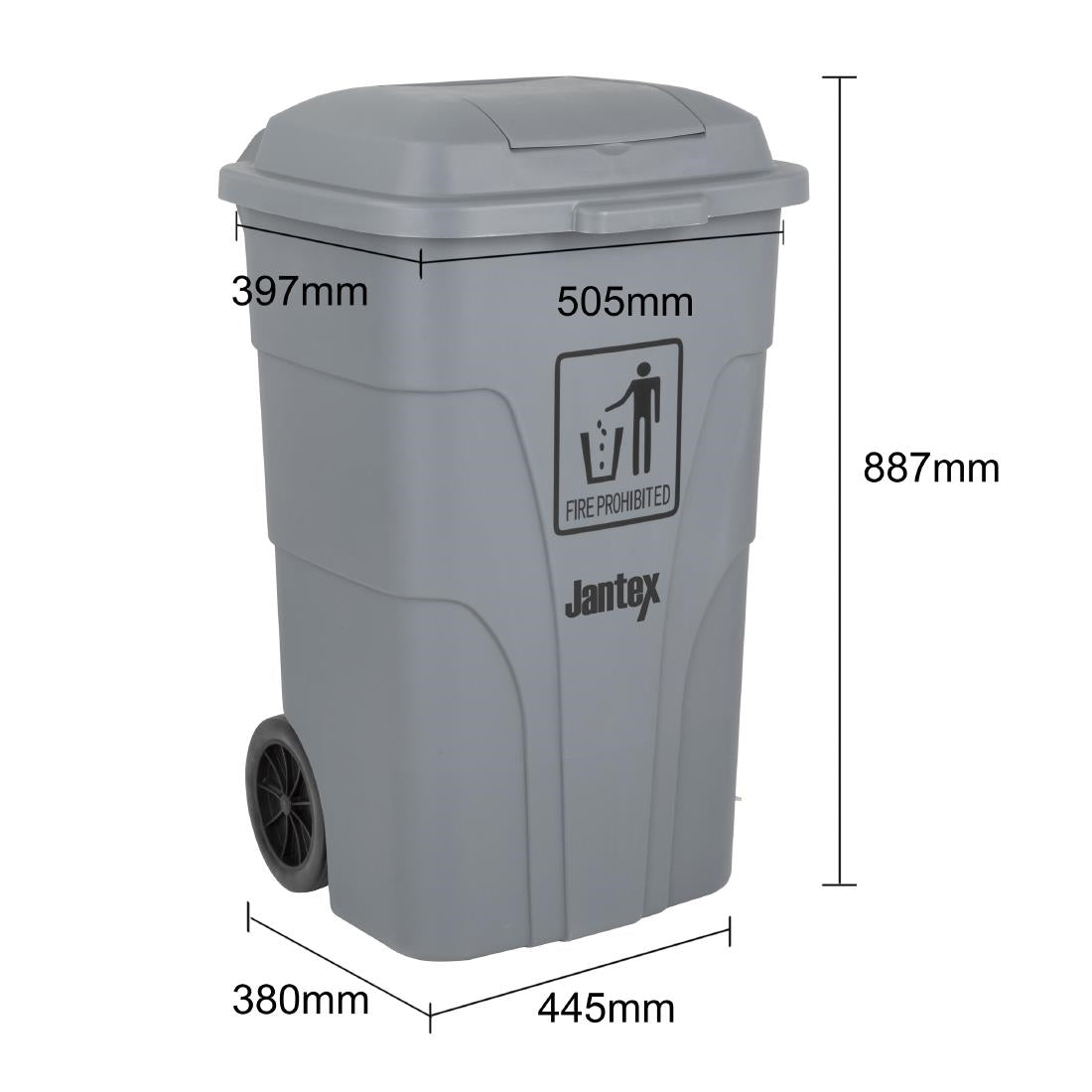 Jantex Wheelie Bin Grey 120Ltr (Capacity: 120Ltr | 887(H)x445(W)mm | Foot Pedal Operation) • PAS-HC923