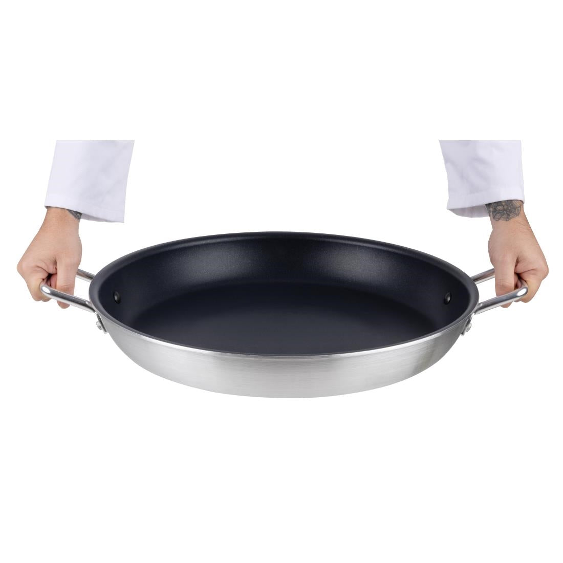 Vogue Aluminium Non-stick Teflon Platinum Plus Paella Pan 450mm • PAS-HT991