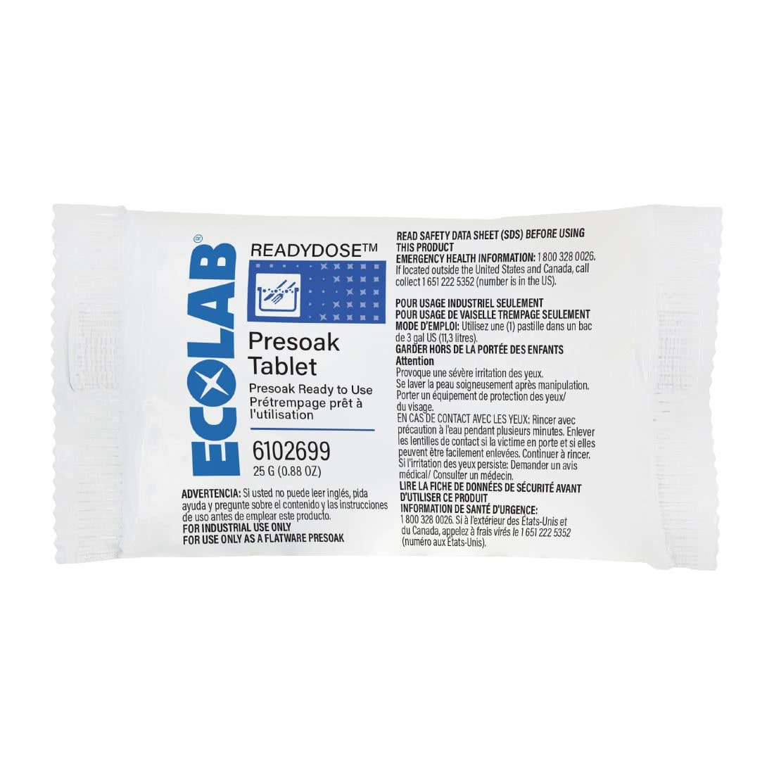 Ecolab ReadyDose Presoak Tablets 25g (48 Pack) (Pack Quantity: 48x 25g individually wrapped tablets) • PAS-HU614