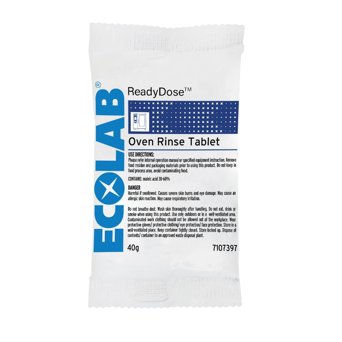 Ecolab ReadyDose Oven Rinse Tablets 40g (50 Pack) (Pack Quantity: 50x 40g individually wrapped tablets) • PAS-HU620