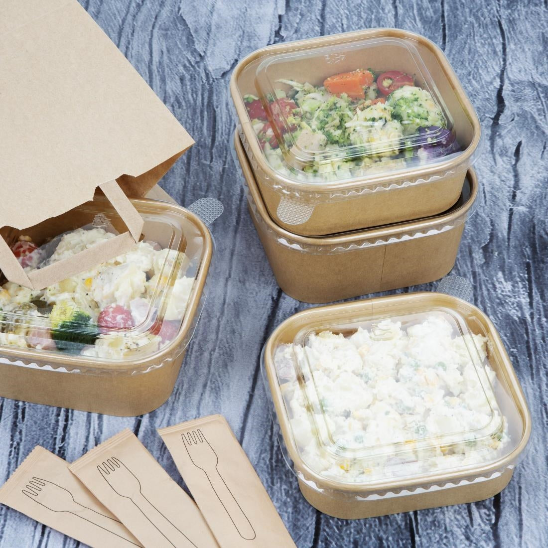 Fiesta Recyclable PET lid for Square Container Bases (300 Pack) (Pack Quantity: 300) • PAS-HW019