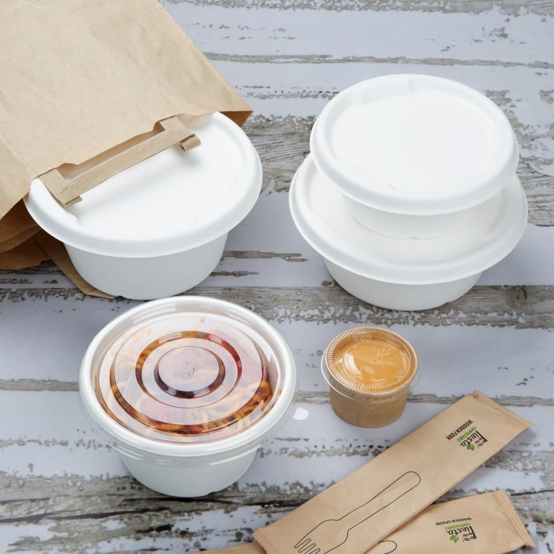 Fiesta Compostable Bagasse Bowl Base 900ml (50 Pack) (900ml | Pack quantity: 50) • PAS-HW024