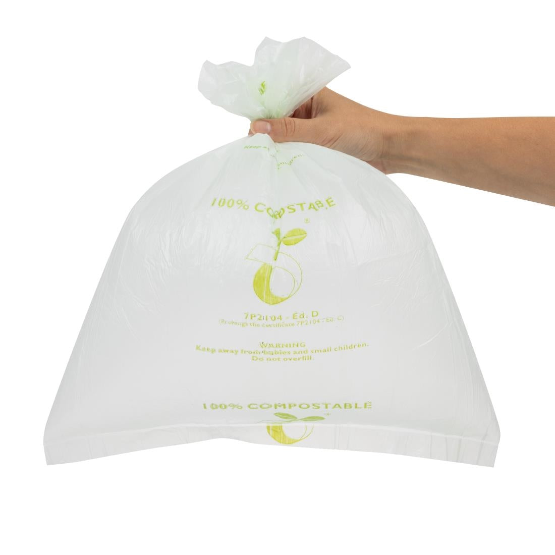 Jantex Green Compostable Bin Liners 10Ltr (24 Pack) (Capacity: 10Ltr. Maximum Weight Capacity: 3-5kg. 445(L)x390(W)mm) • PAS-HW684