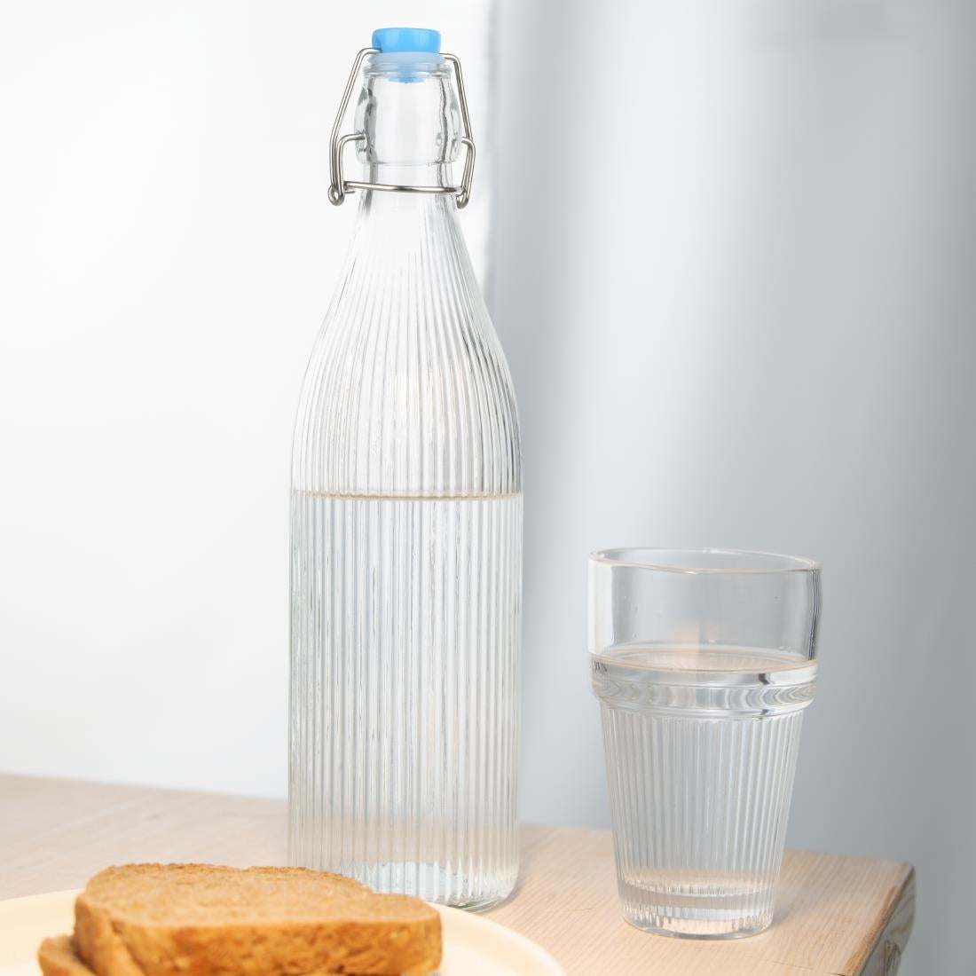Olympia Ridged Swing Top Water Bottles 1Ltr (6 Pack) • PAS-HW793