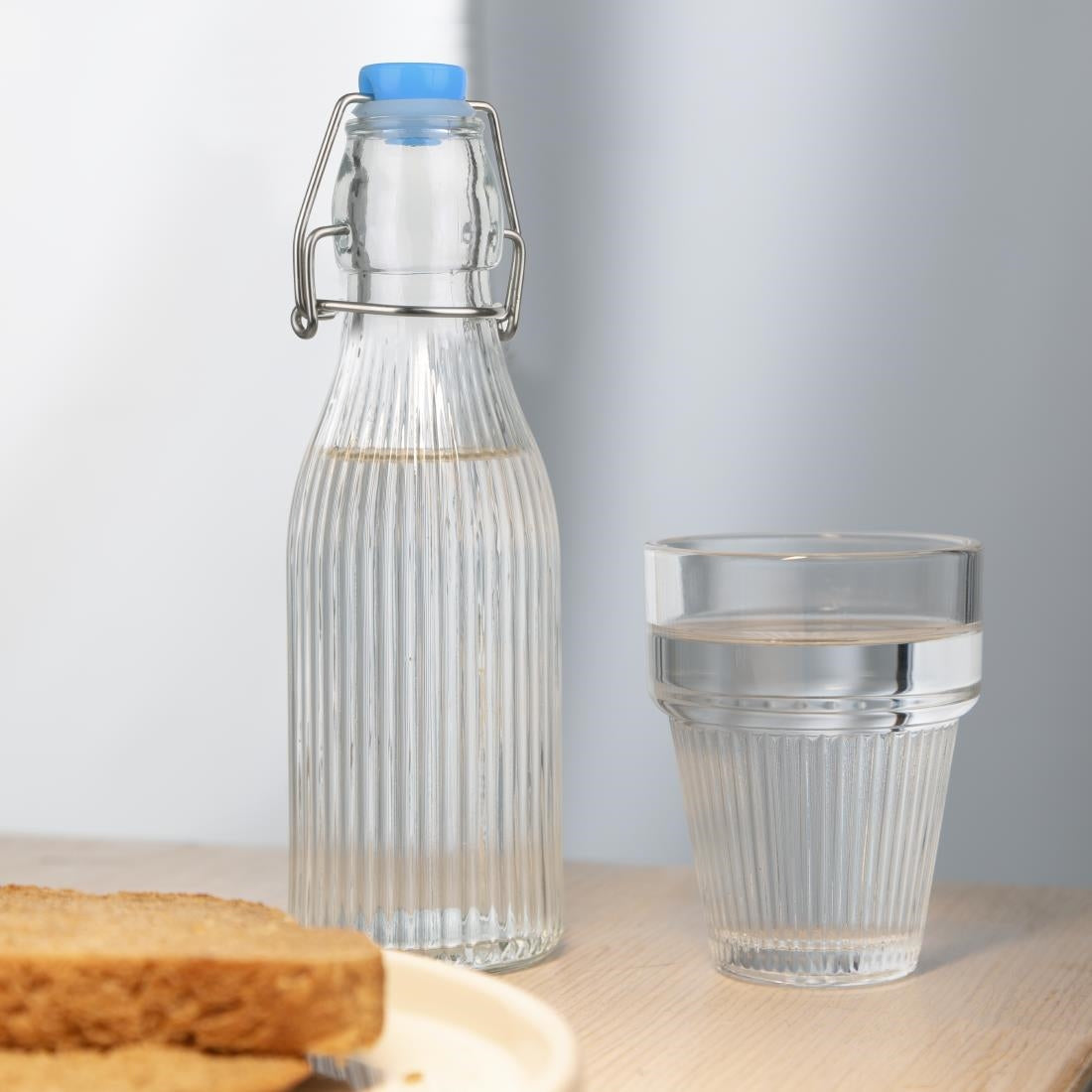 Olympia Ridged Swing Top Water Bottle - 200ml (Box 6) • PAS-HW795