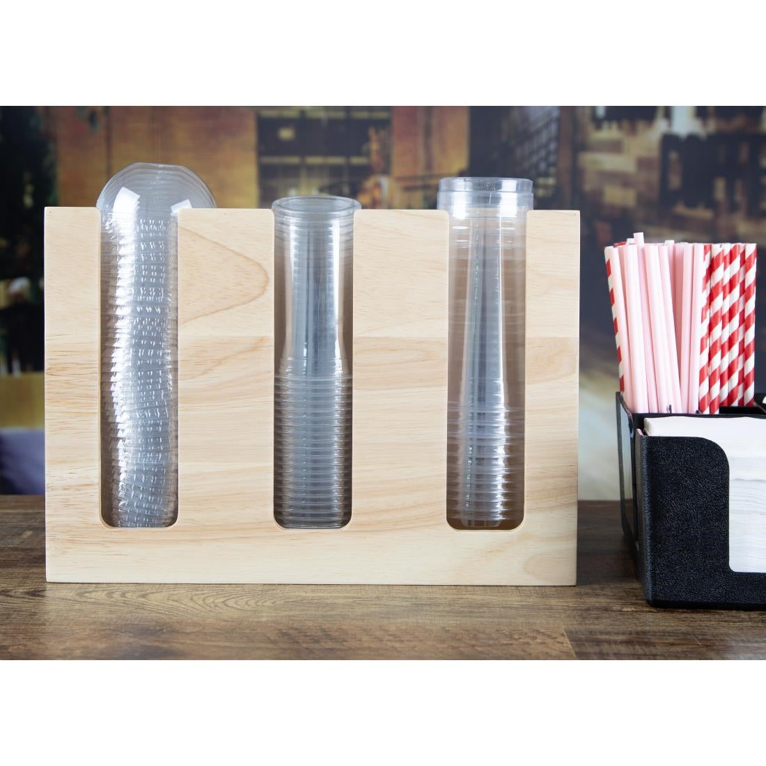 Olympia Cup Organiser Hevea Wood 340x120x240mm (340(L)x120(W)x240(H)mm | Material: Hevea Wood) • PAS-HX394