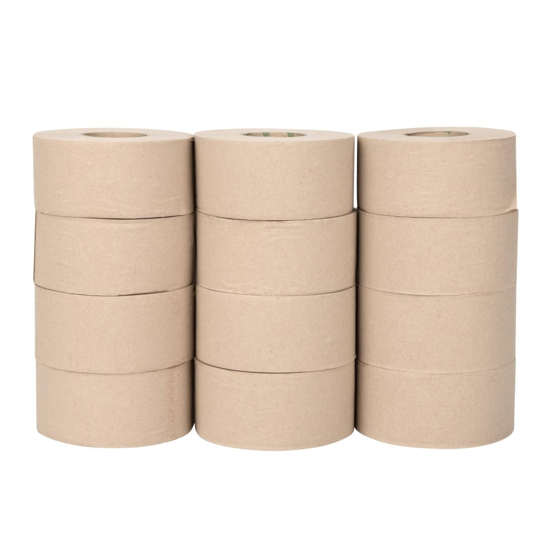 Jantex Green 100% Recycled Mini Jumbo Roll Refill 2ply - 150m (12 Pack) (150m of paper per roll | 2ply construction | Pack quantity: 12) • PAS-HX939