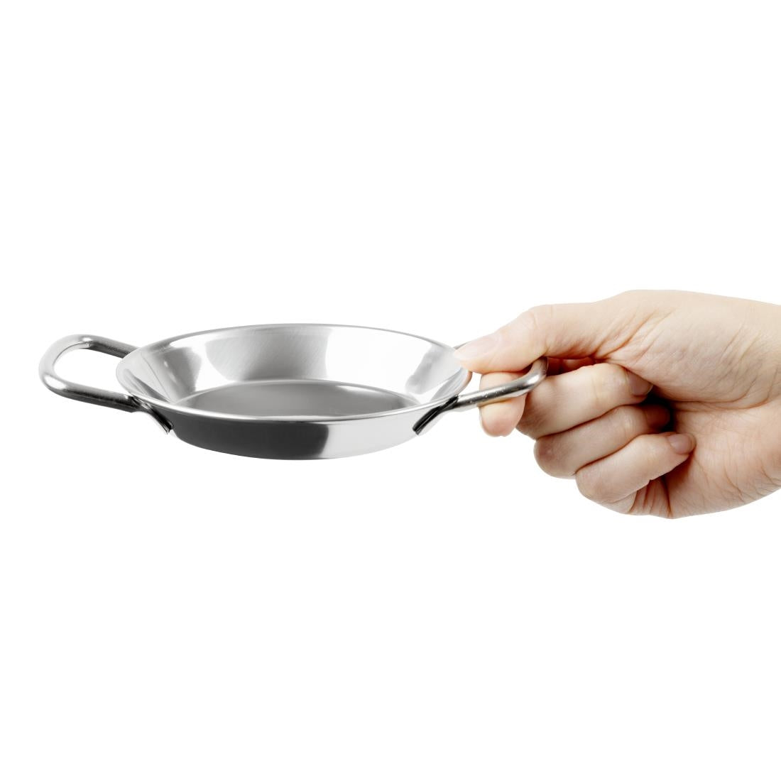 Olympia Table Presentation Mini Paella Pan Stainless Steel 120mm (163(L)x120(W)x22(H)mm | Material: Stainless Steel) • PAS-HY103