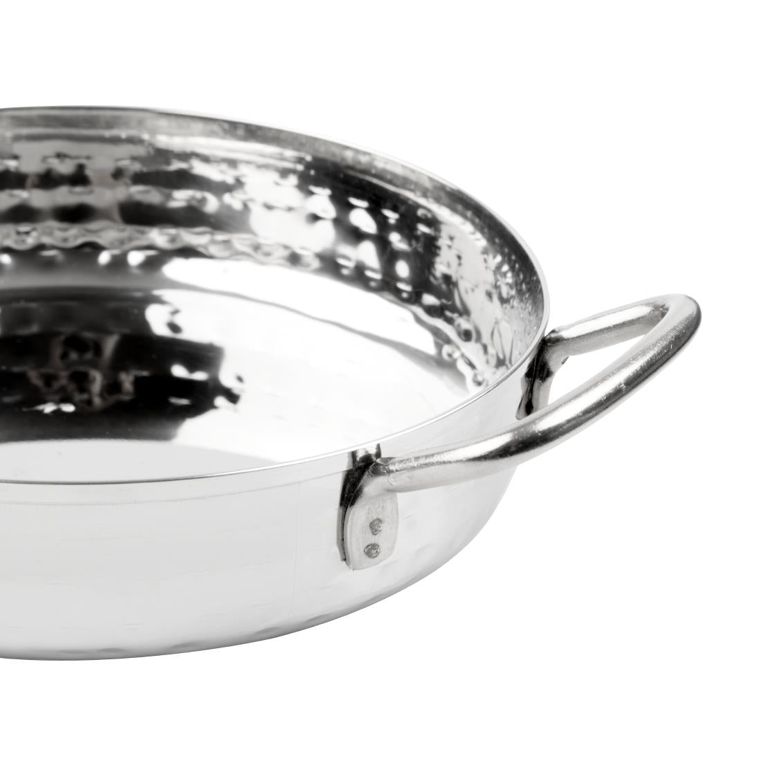Olympia Table Presentation Handled Dish Stainless Steel Hammered 125mm (125(Ø)x46(H)mm | Material: Stainless Steel) • PAS-HY110
