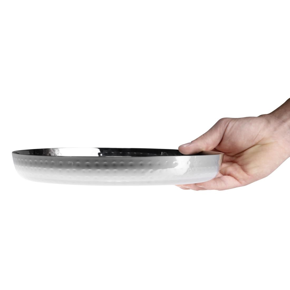 Olympia Hammered Stainless Steel Round Tray 260x35mm • PAS-HY124