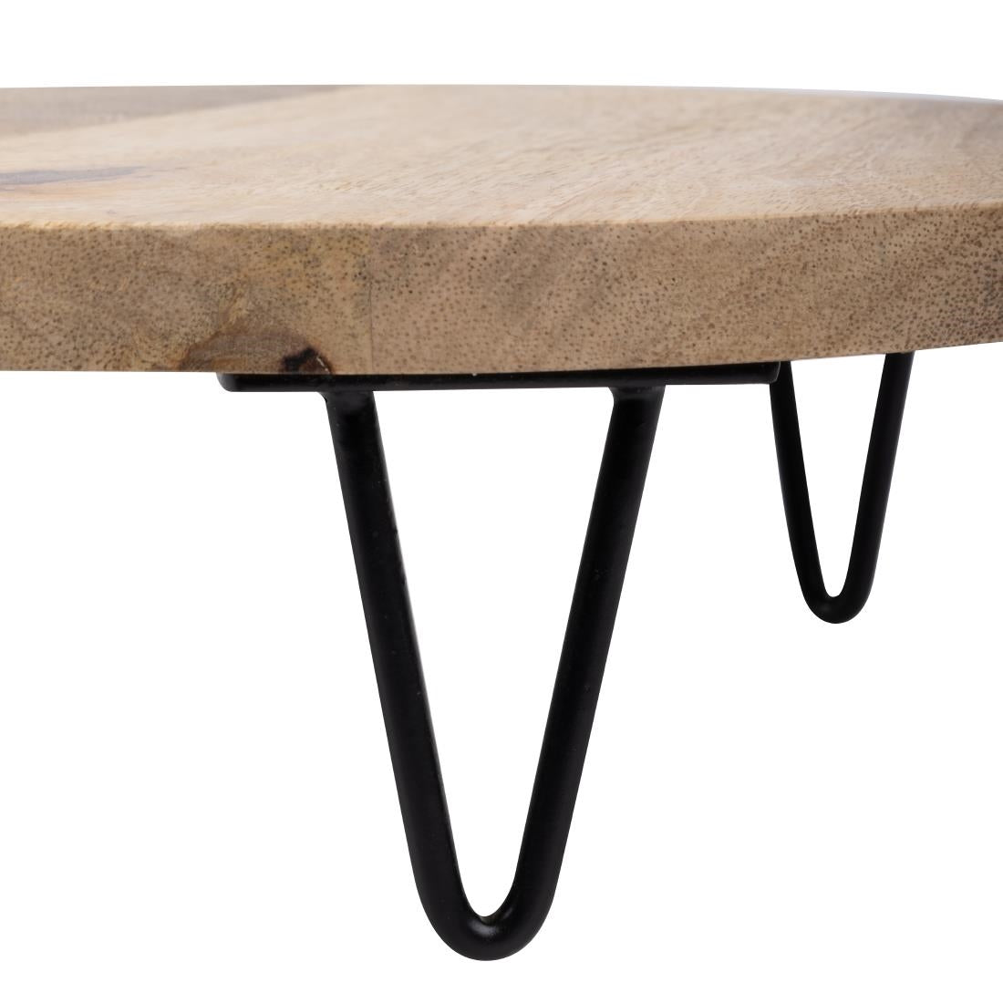 Olympia Round Handled Display Stand Mango Wood with Metal Legs 350x250x80mm (350(L)x250(W)x80(H)mm | Material: mango wood) • PAS-HY755