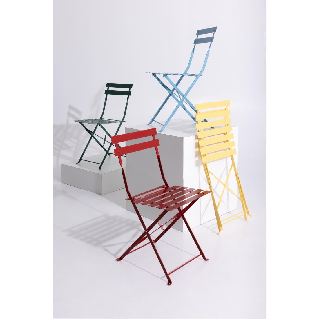 Bolero Red Pavement Style Steel Folding Chairs (2 Pack) • PAS-GH555