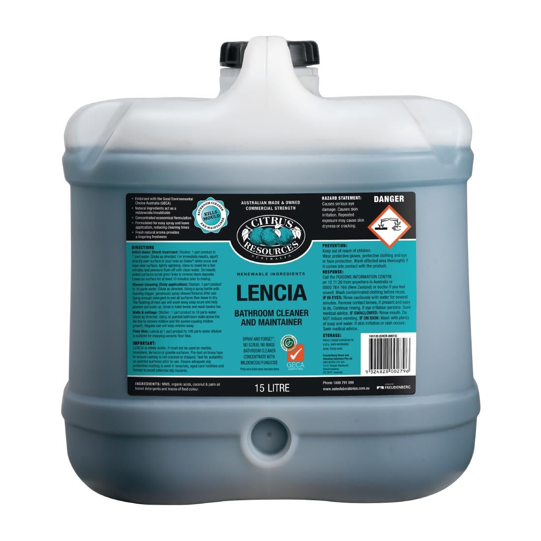 Oates Professional Lencia Bathroom and Washroom Cleaner 15Ltr • PAS-JC105
